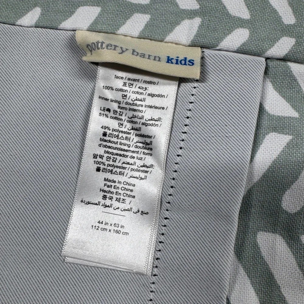 Pottery Barn Kids Blackout Curtain Panel Sage Broken Arrow Herringbone 44x63